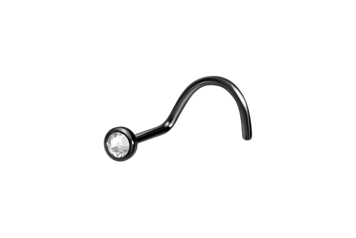 Titan Nasenstecker Nasenpiercing Spirale FLACHE KRISTALLDISC